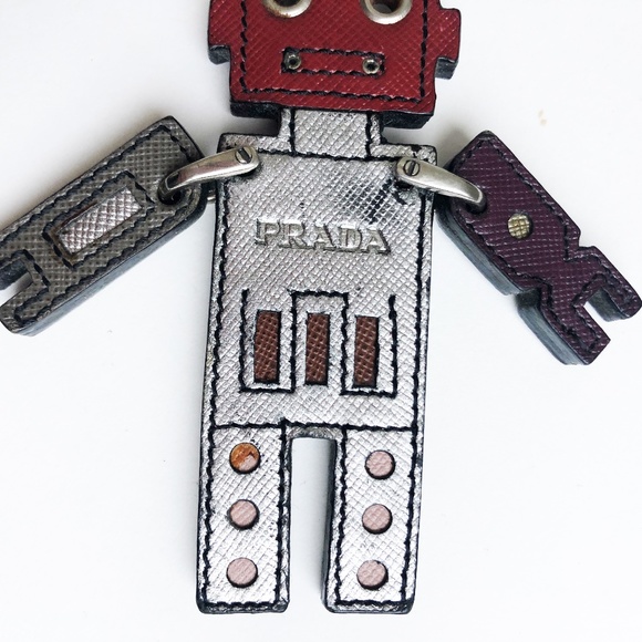 Prada Bag Charm Robot Key Ring Accessory Saffiano Leather HTF Rare with COA - Picture 3 of 8